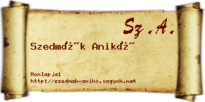 Szedmák Anikó névjegykártya